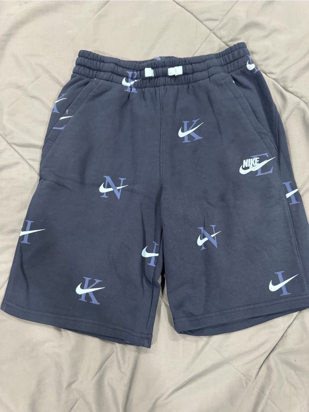 Nike Kids Navy Pajama Pants with Light Blue Logo Print